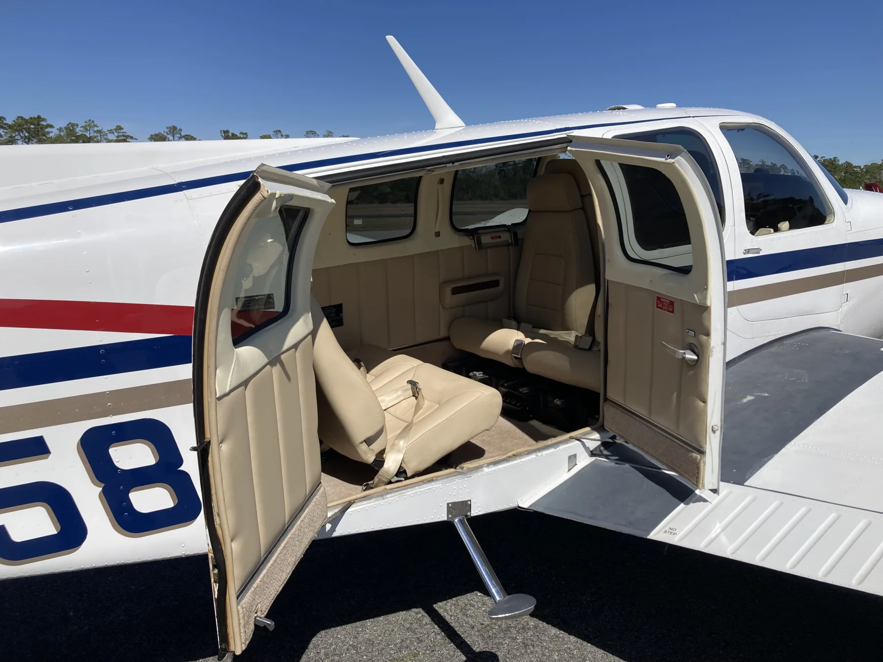 Wide aft cabin door on N584ME