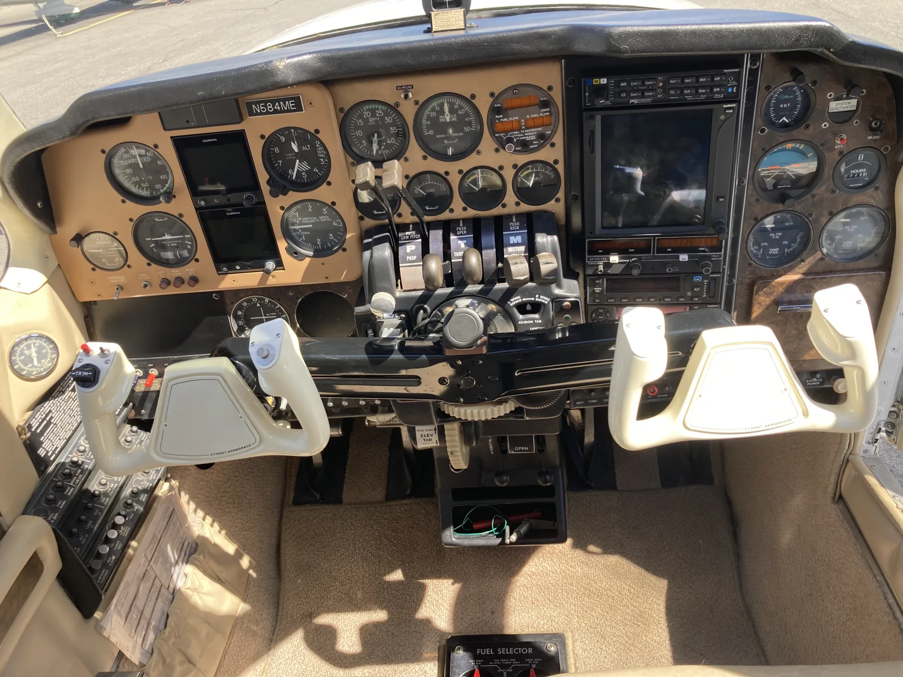 N584ME instrument panel with Garmin avionics