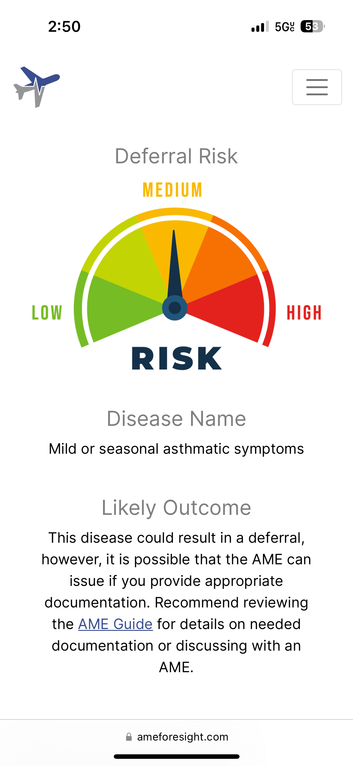 Image of risk visualization tool